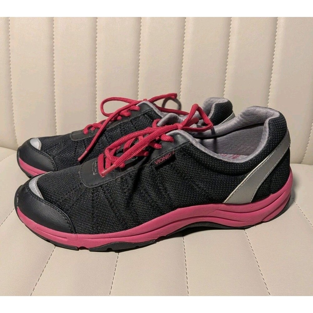 Vionic Alliance Sneakers Black Pink Orthotic Walking Shoes Womens Size 10